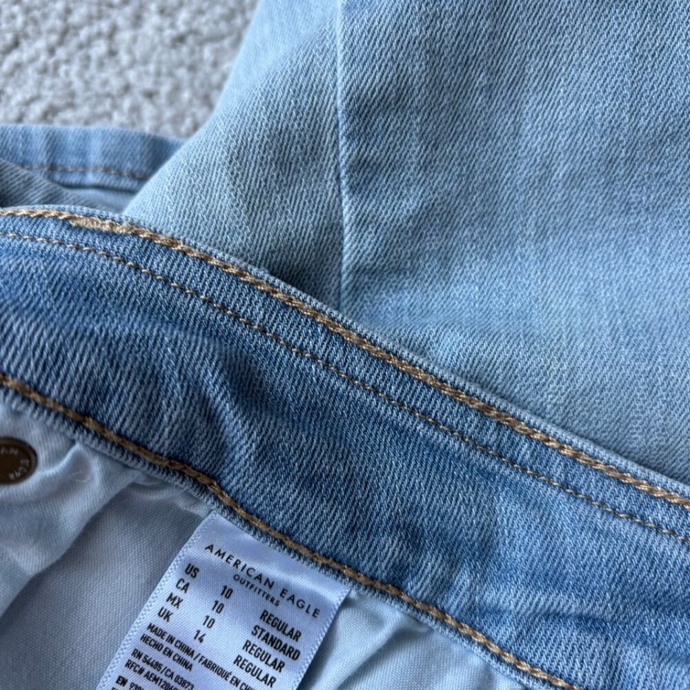 American Eagle - denim mini skirt - high rise a-line, super stretch, size 10 - Picture 3 of 6
